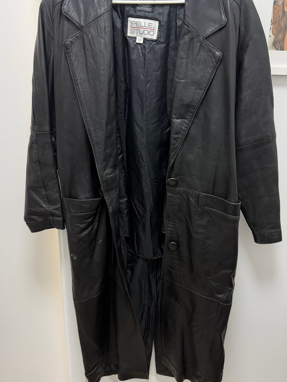 Pelle Studio Black Leather Long Coat